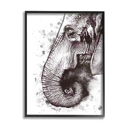 Stupell Industries Elephant Paint Splatter Black Framed Wall Art
